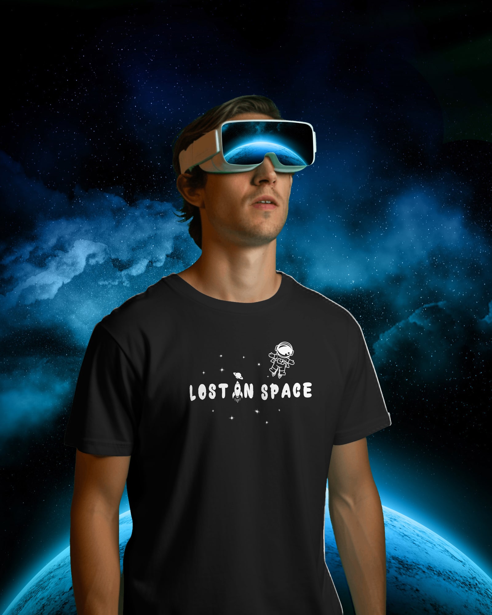 Fashionner - Black T Shirt - Lost in Space